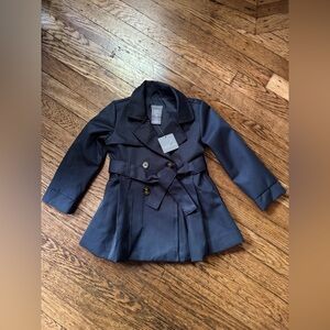 NWT Tahari Double Breasted Belted Lined Trench Coat - Navy - Toddler size 2T/24M